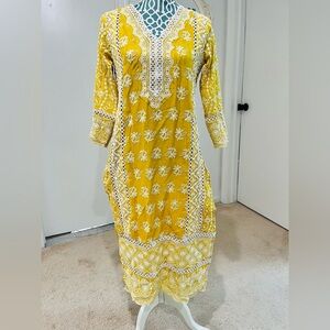 Yellow Embroidered Women Salwar